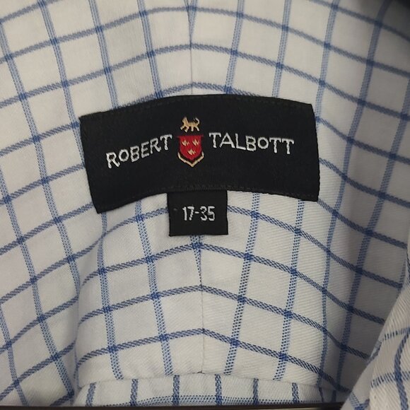 Men's Robert Talbott Blue and White Button Down Shirt Size 17-35 - Picture 2 of 2